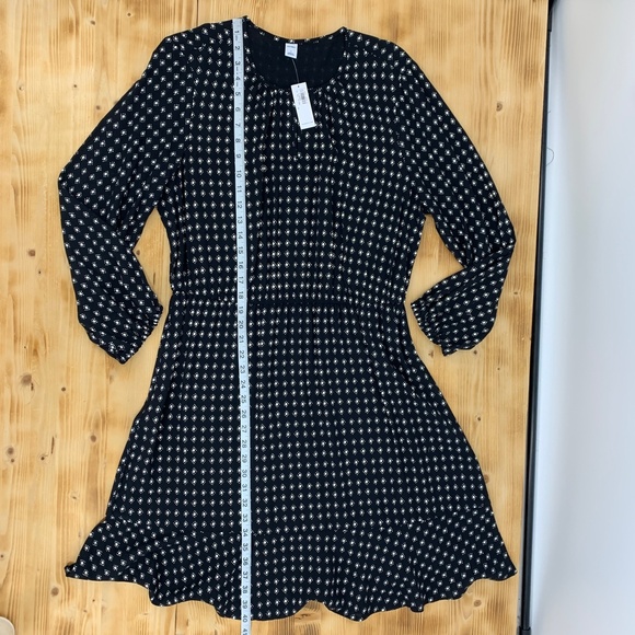 Old Navy Long Sleeve Waisted Black Printed Dress Sz L - Picture 10 of 10